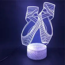 Ballet shoe silhouette 3D night light with remote control and seven colour LED options