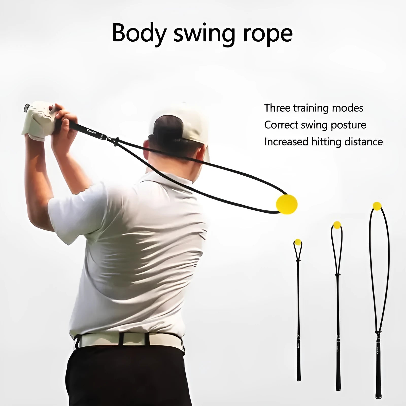 Black silicone elastic string golf swing correction training rope for practice