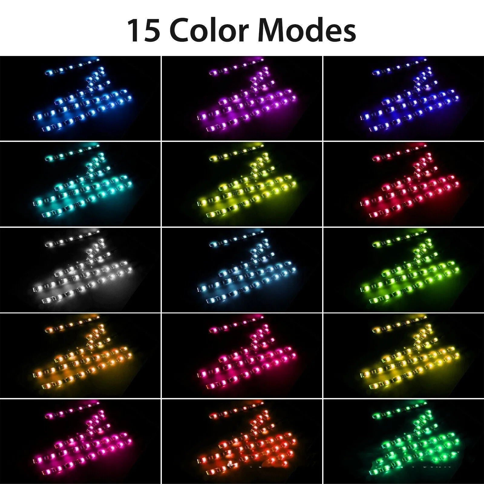 Black silicone RGB LED light bar with remote control for motorcycle and car atmosphere lighting