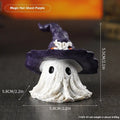 Resin wizard hat ghost ornament in purple or black for Halloween Christmas Easter decorations
