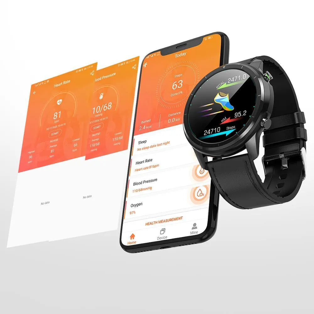 LEMFO LF26 smart fitness bracelet with touch screen, shown in black and silver colour options on a wrist.