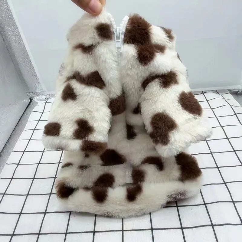 Pink polyester warm coat for small dog breeds like Teddy or Pomeranian