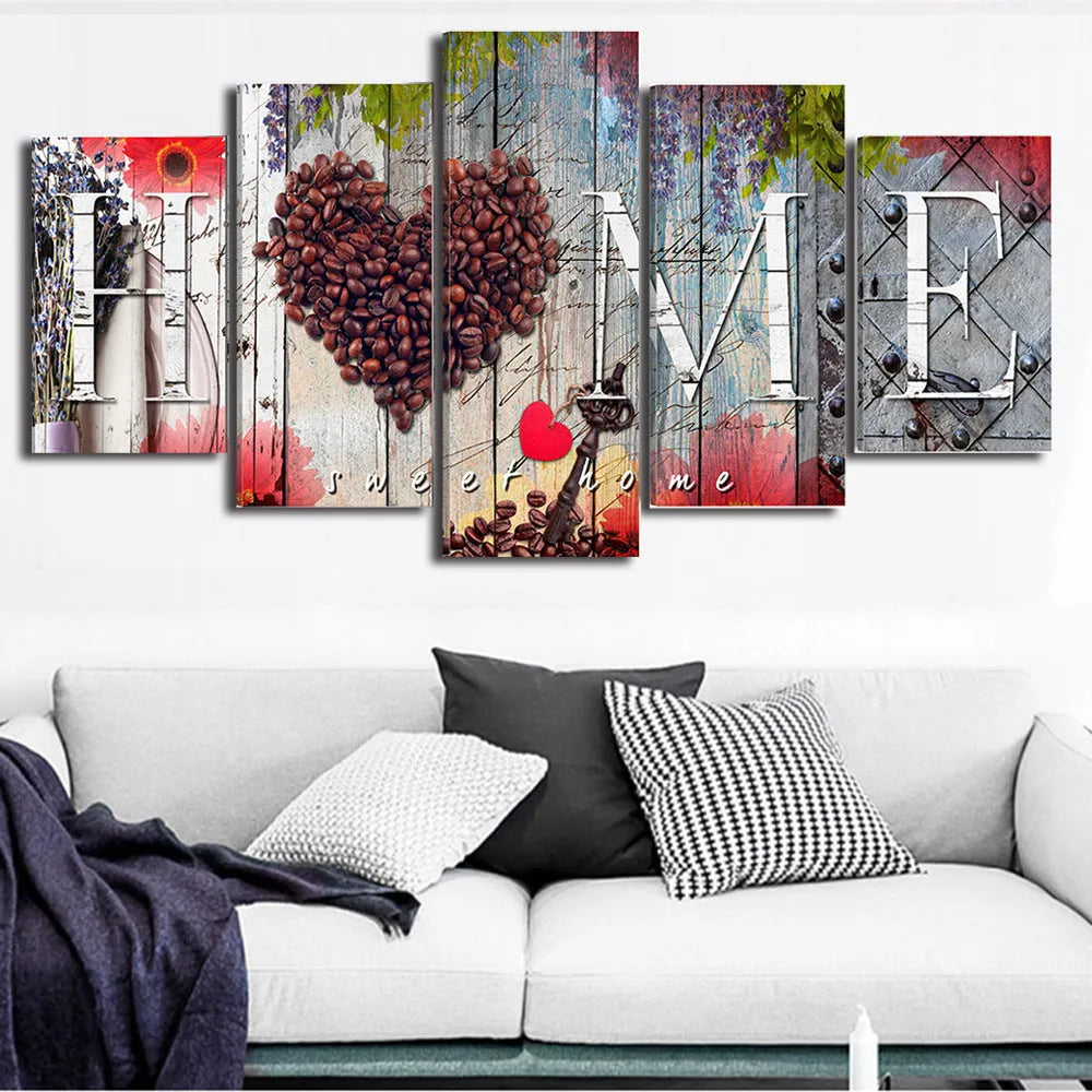 Red canvas home sweet home wall art decoration board with oil painting texture in multiple sizes