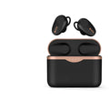 Black wireless Bluetooth stereo headset with charging stand featuring ANC noise cancellation and wireless charging
