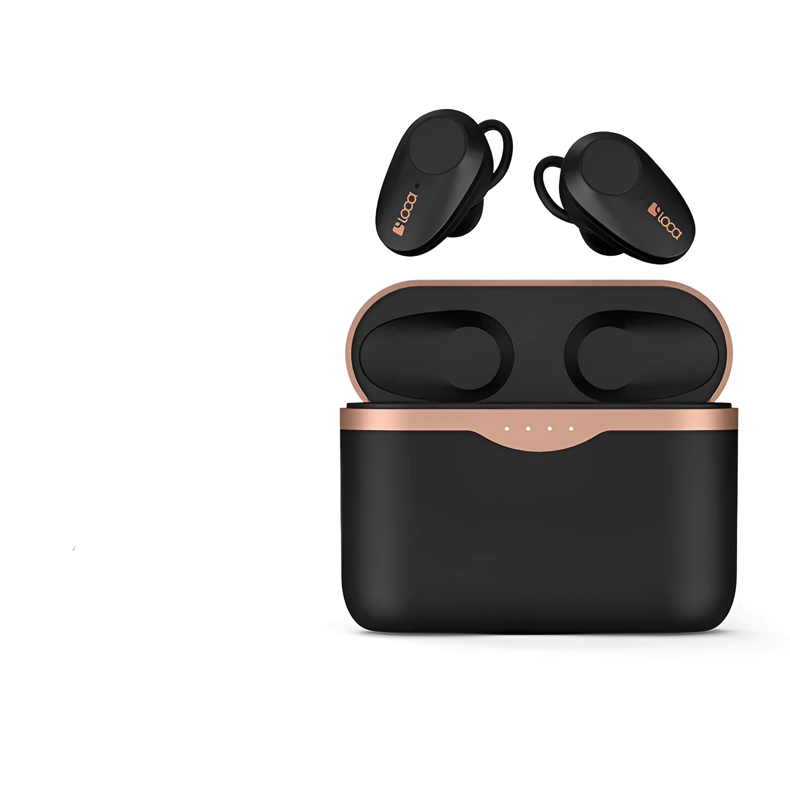 Black wireless Bluetooth stereo headset with charging stand featuring ANC noise cancellation and wireless charging
