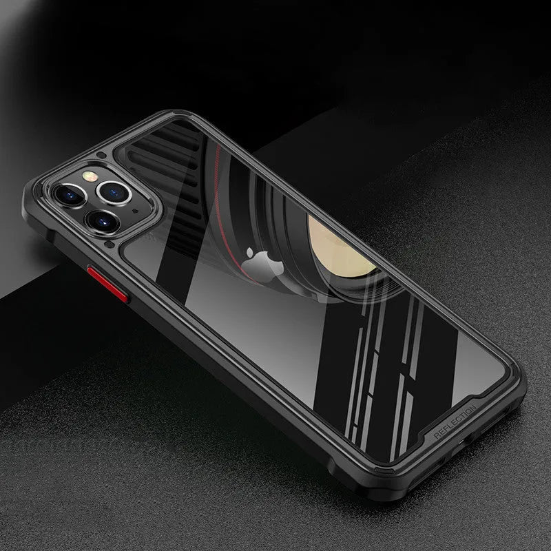 Transparent silicone phone case for iPhone 11 showing phone colour through clear back