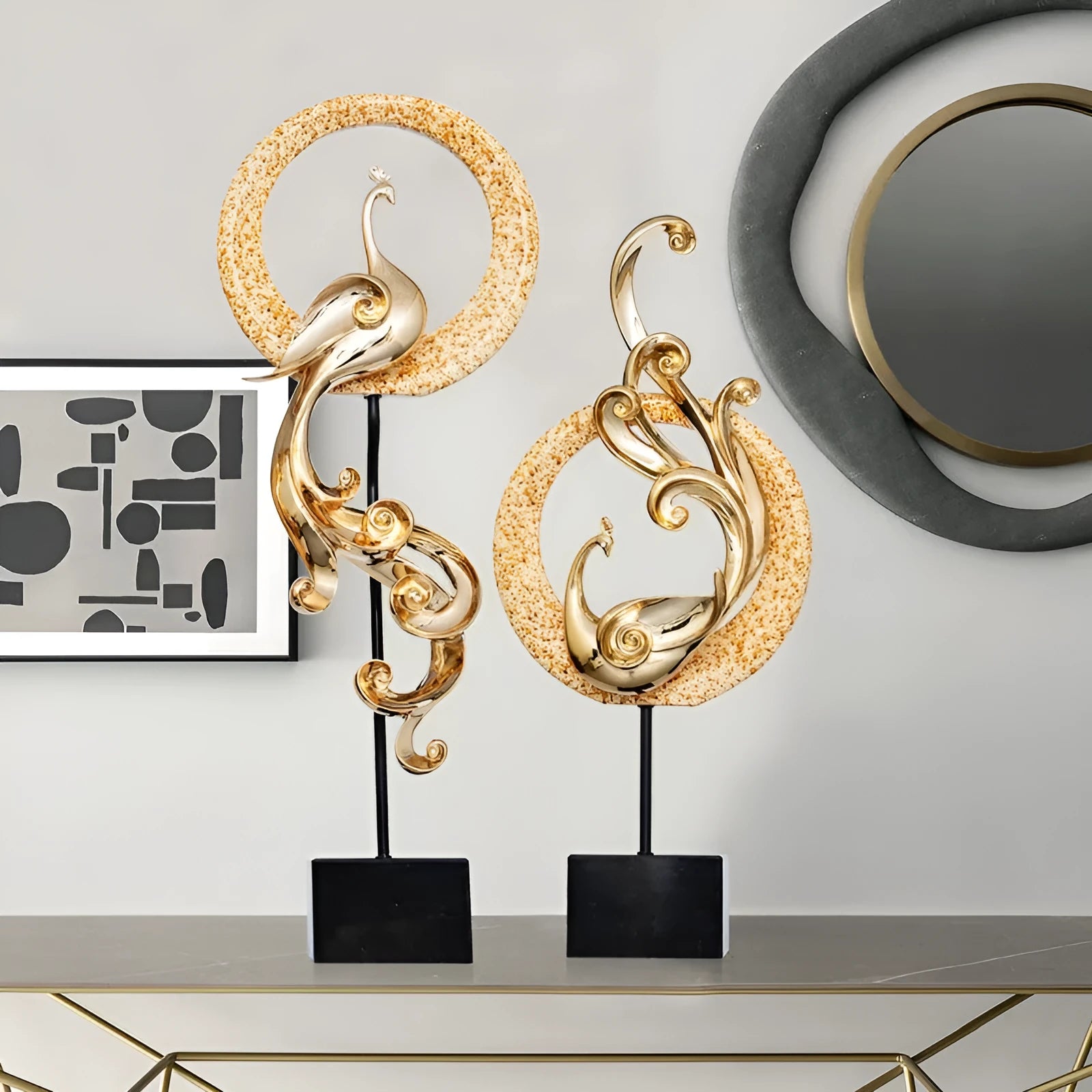 A detailed synthetic resin Phoenix ornament in a choice of rose gold, elegant silver, or festive red colour.