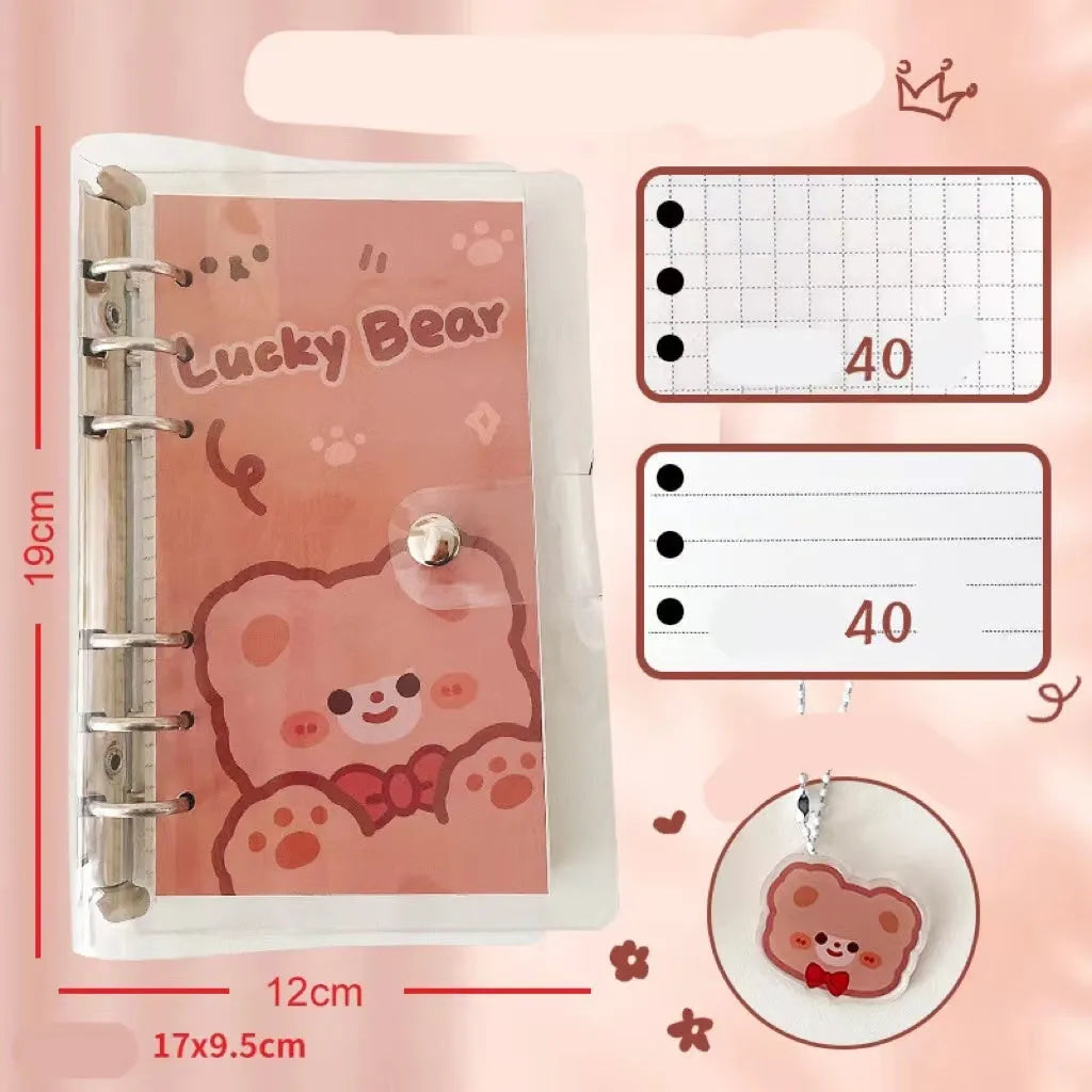 A6 loose-leaf notebook with girl heart character design, 80 sheets, 6-hole punch for student binders