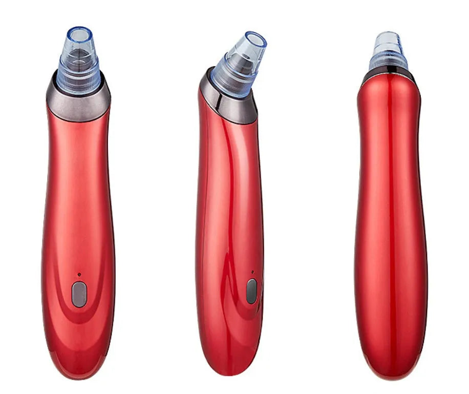 Electric blackhead remover device with four nozzle attachments in different colours