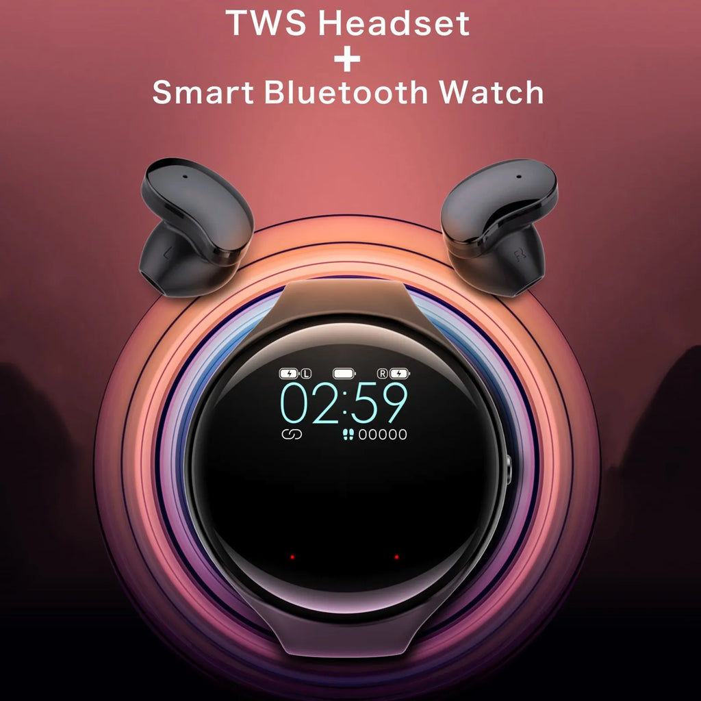Black detachable smart watch and Bluetooth headset combo for fitness tracking and calls