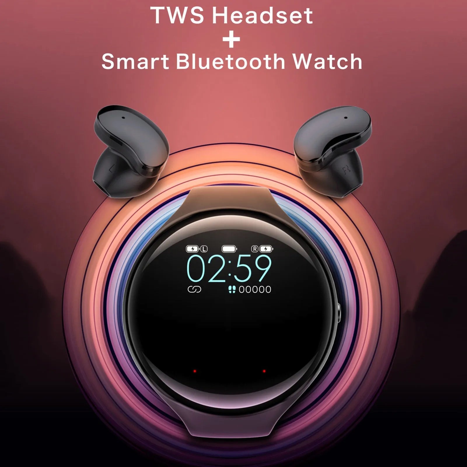 Black detachable smart watch and Bluetooth headset combo for fitness tracking and calls