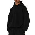 Men's fleece-lined cotton sweater hoodie with wool lining in solid colour options