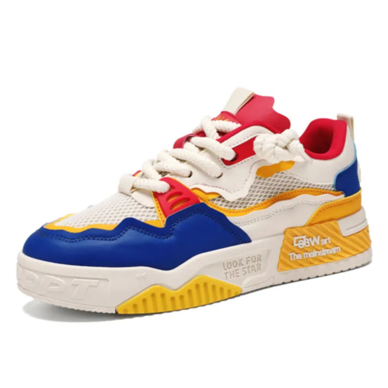 Men's white board shoes with soft rubber soles and mesh lining in low-top design