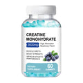 Container of creatine monohydrate supplement gummies, showing 60 chewable pieces.