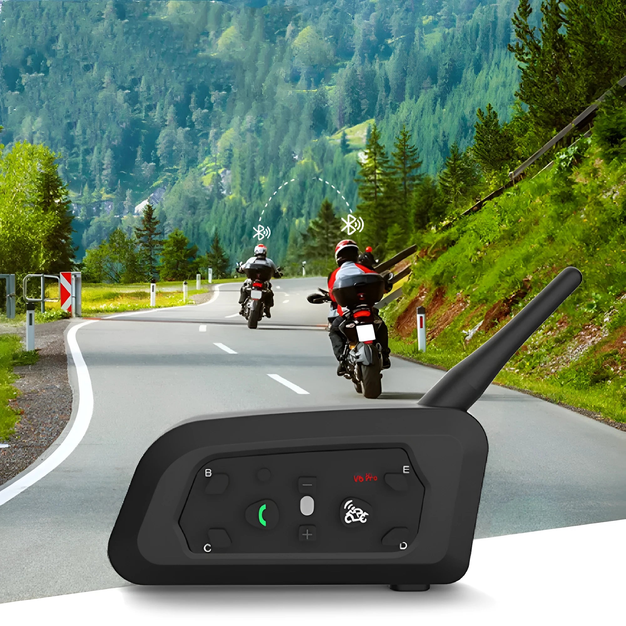 V6 Pro motorcycle helmet Bluetooth intercom unit with headphones and mounting kit