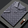 Men's mulberry silk lapel collar sweater in business casual style with jacquard craft detailing