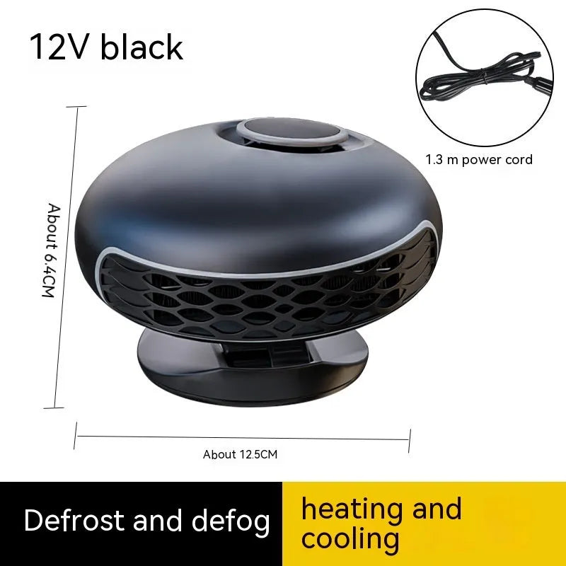 Black car warm air blower heater with power cable for vehicle window defrosting