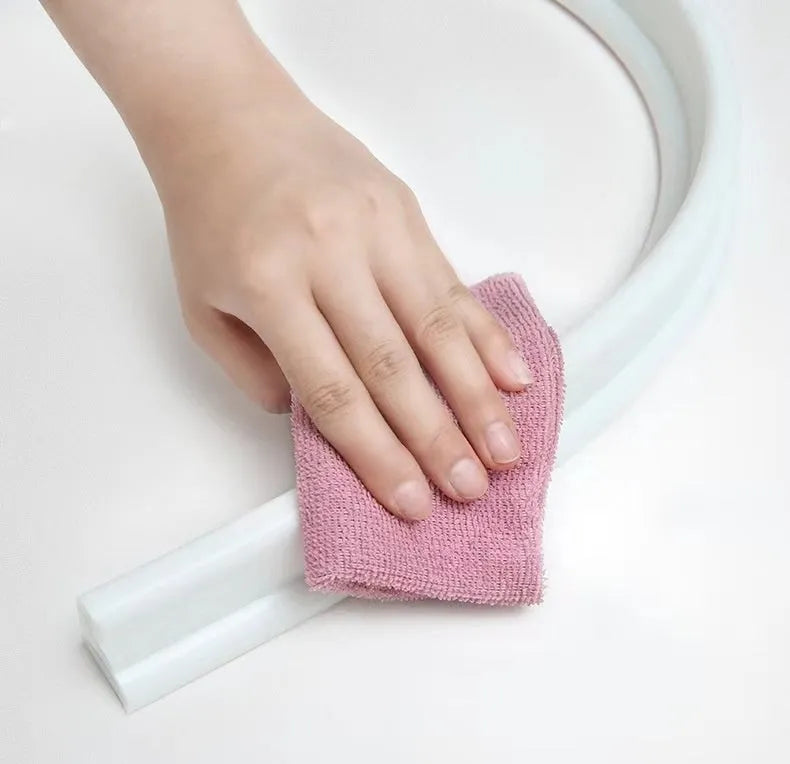 Flexible silicone bathroom water blocking strip in white, black, and grey colour options