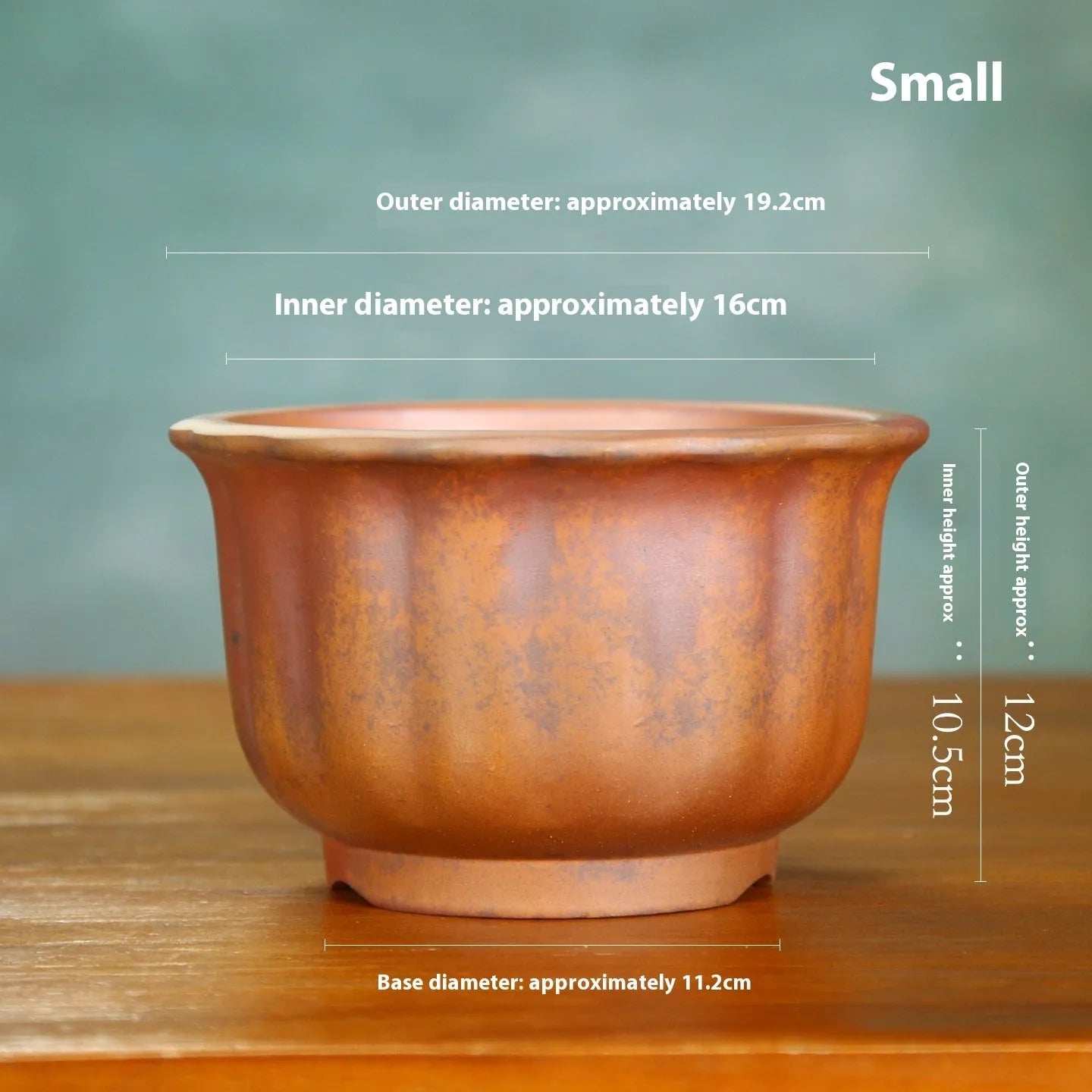 Antique carved purple sand ceramic flower pot for indoor bonsai in classical style