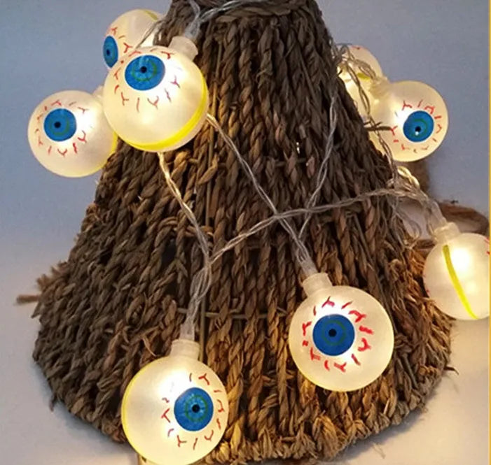 Halloween LED string lights with pumpkin lantern and ghost pendants on 1.2m cord