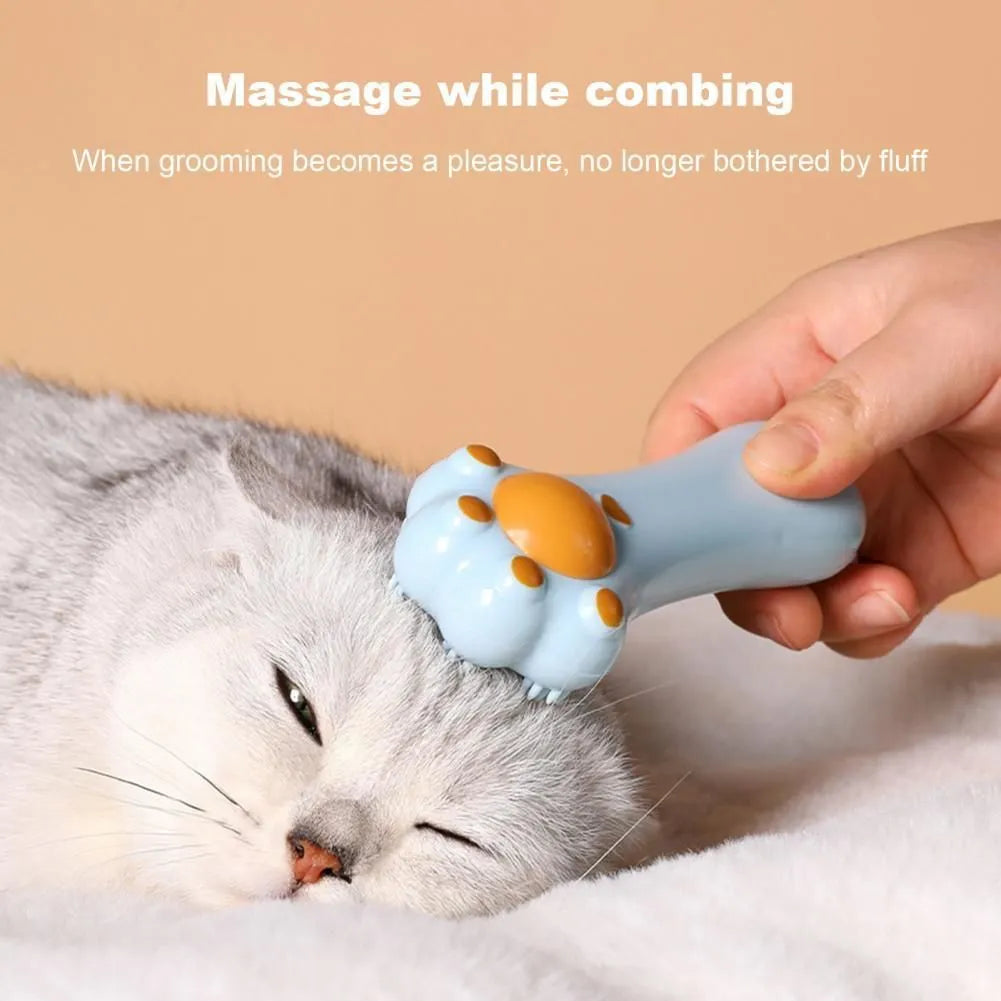 Dual-purpose cat massage comb with gentle teeth and catnip in cartoon design