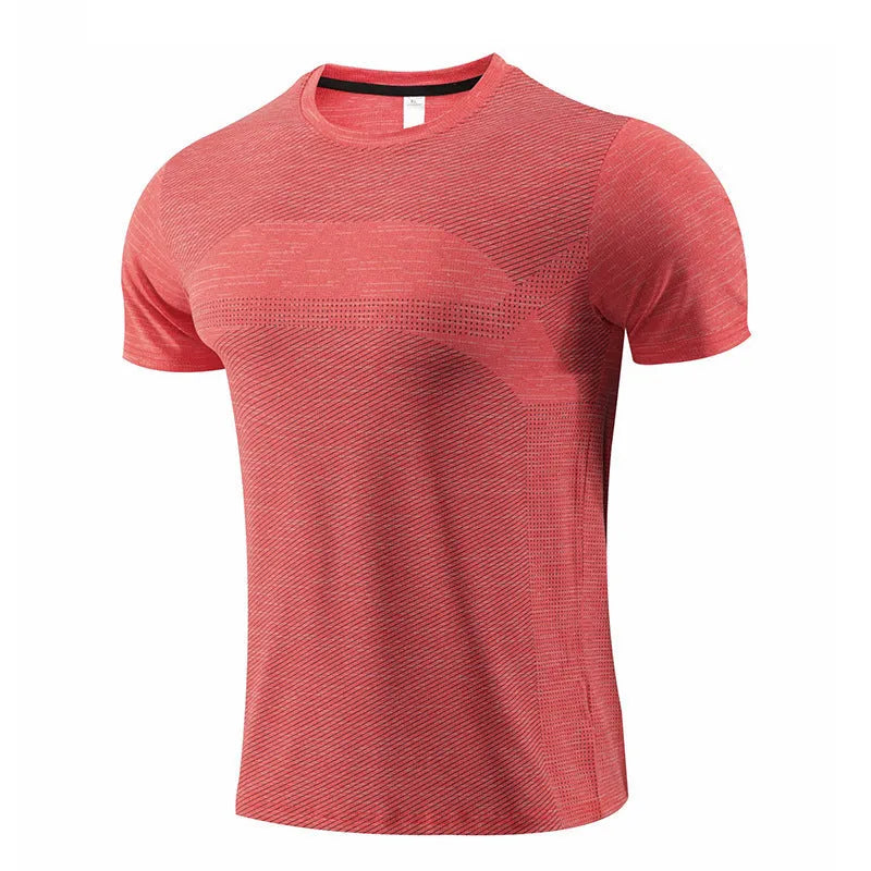 Short sleeved polyester spandex T-shirt for running and workouts in assorted colours.