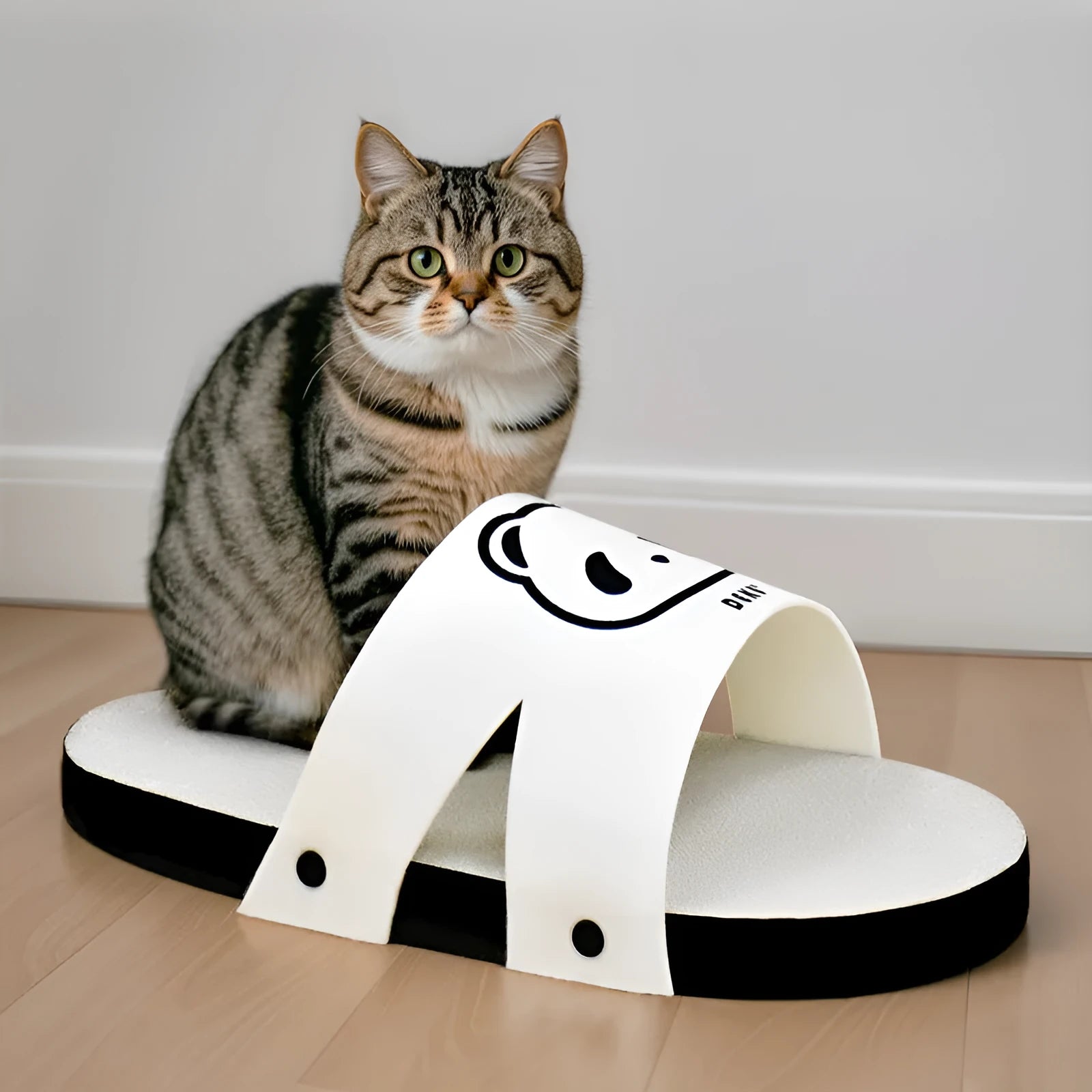 White corrugated paper cat scratch board slipper style design