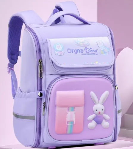 Children's large capacity cartoon backpack with airpillow straps in spaceman blue red colour