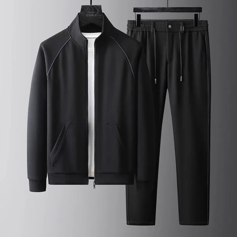 Stand collar sports suit tracksuit in slim fit with coat and pants
