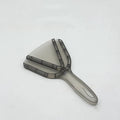 Red plastic can opener with telescopic bottle opener component extended for use