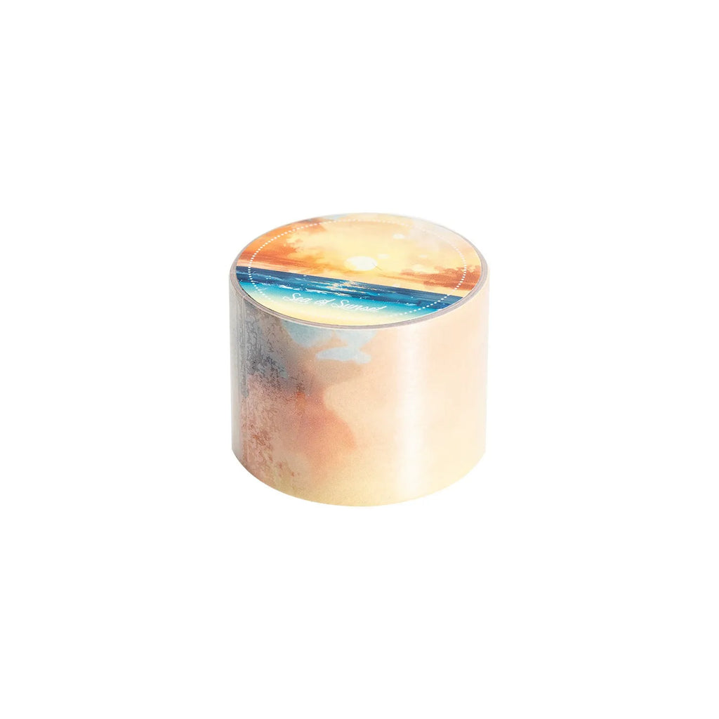 Roll of 30mm Japanese paper tape featuring sky themes like moonlight and clouds for journal decoration