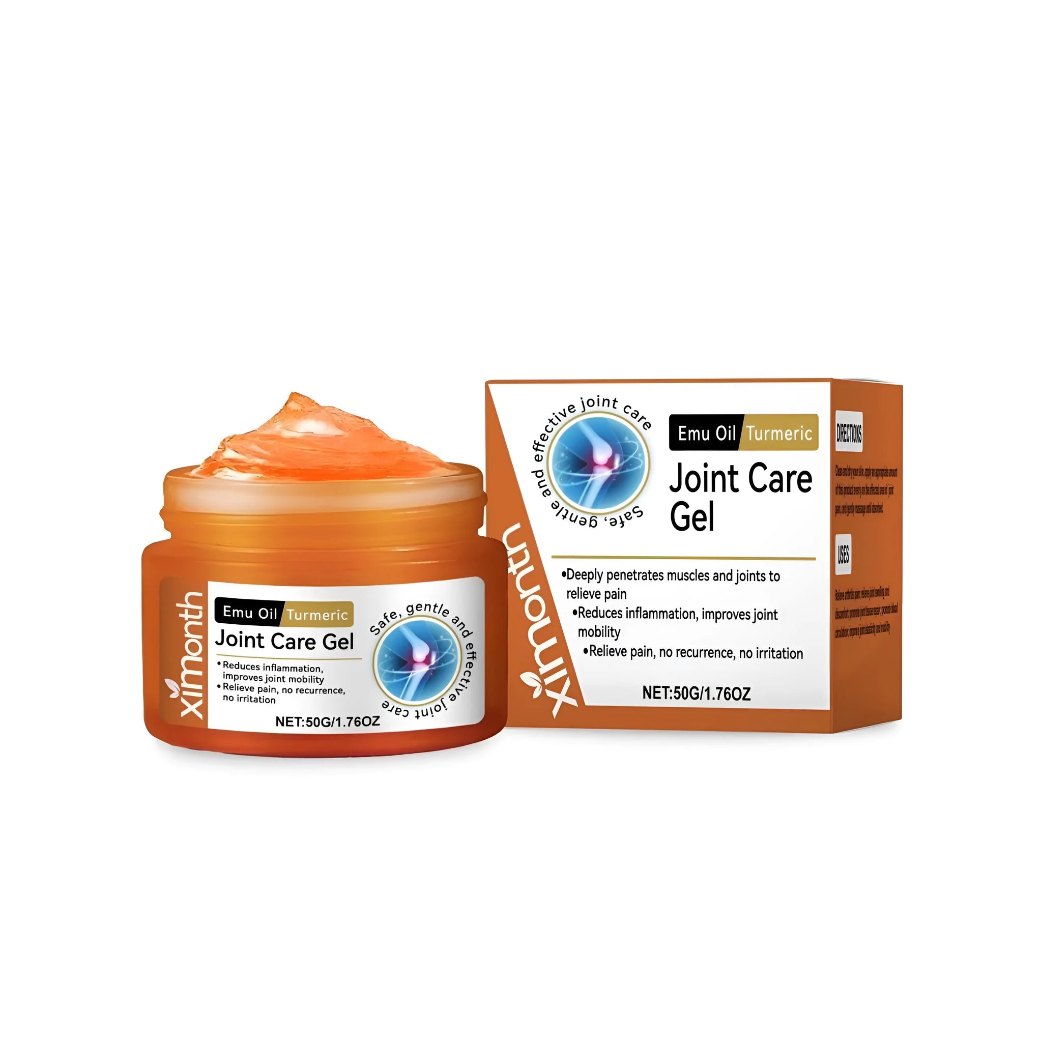 50g tube of joint pain relief gel with turmeric and emu oil active ingredients