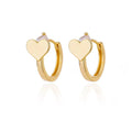 Heart shaped stainless steel clip on earrings with 18K gold plating and zircon stones for women