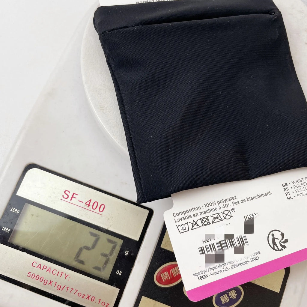 Grey wrist bag armband sleeve for mobile phone, shown with dimensions 10cm by 10.5cm.