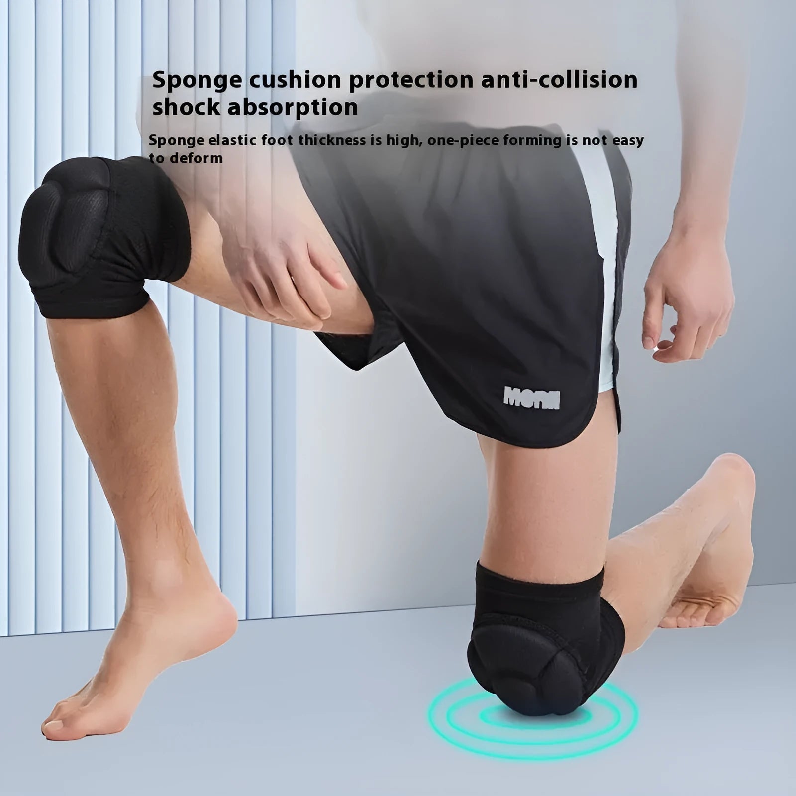 Black breathable knee pad with thickened sponge for sports protection