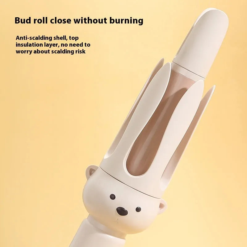 Beige anion automatic hair curler with negative ion technology and hair stick accessory