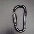 D-type aluminium locking carabiner, 8cm flat, shown in one of ten available colours.