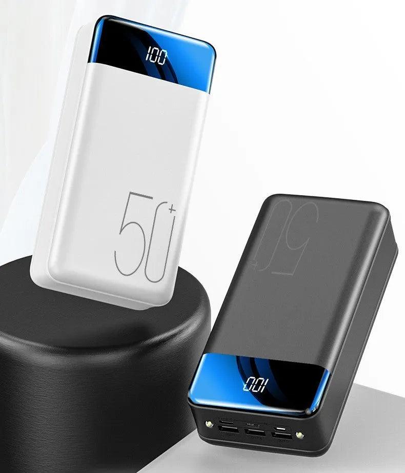 50000mAh large capacity power bank with triple output ports in black colour