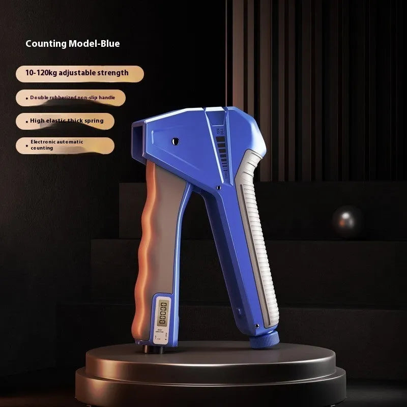 Adjustable hand gripper fitness equipment with mechanical counter on handle.