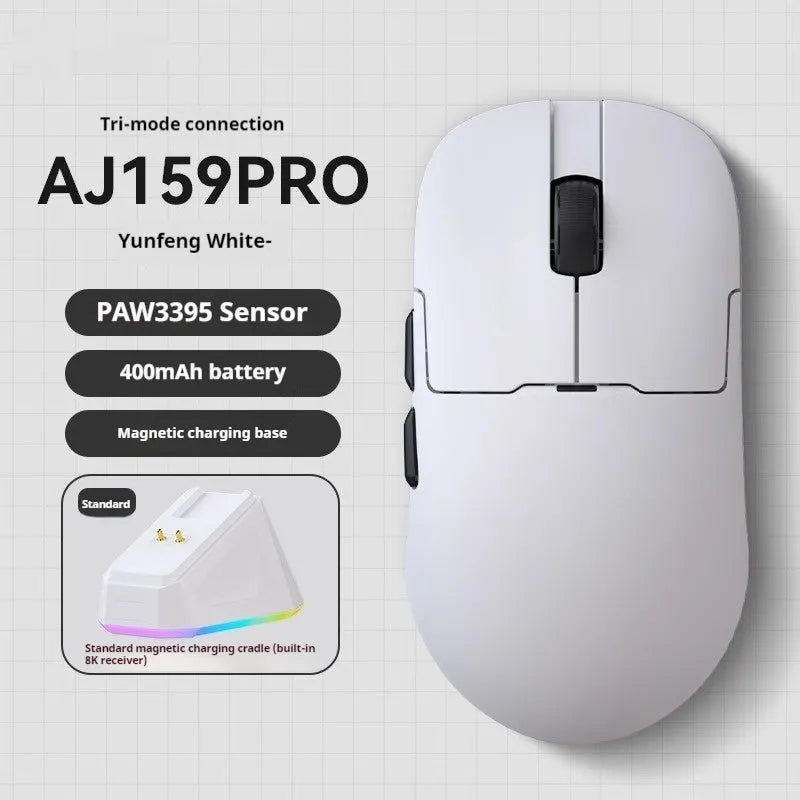 AJ159 three-mode gaming mouse in various colours with compact ergonomic design