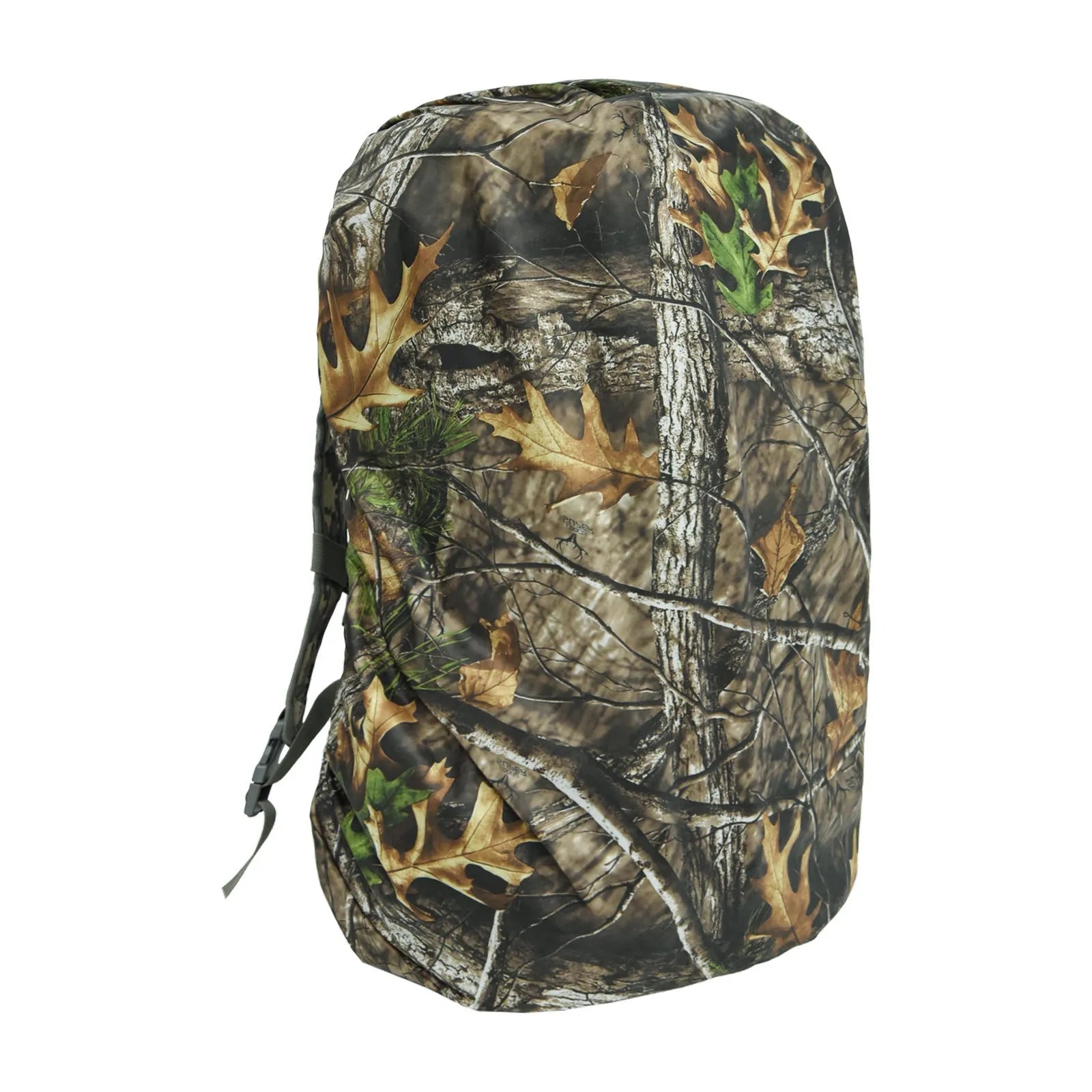 Backpack rain cover in army green colour showing waterproof PU material construction with 80L capacity