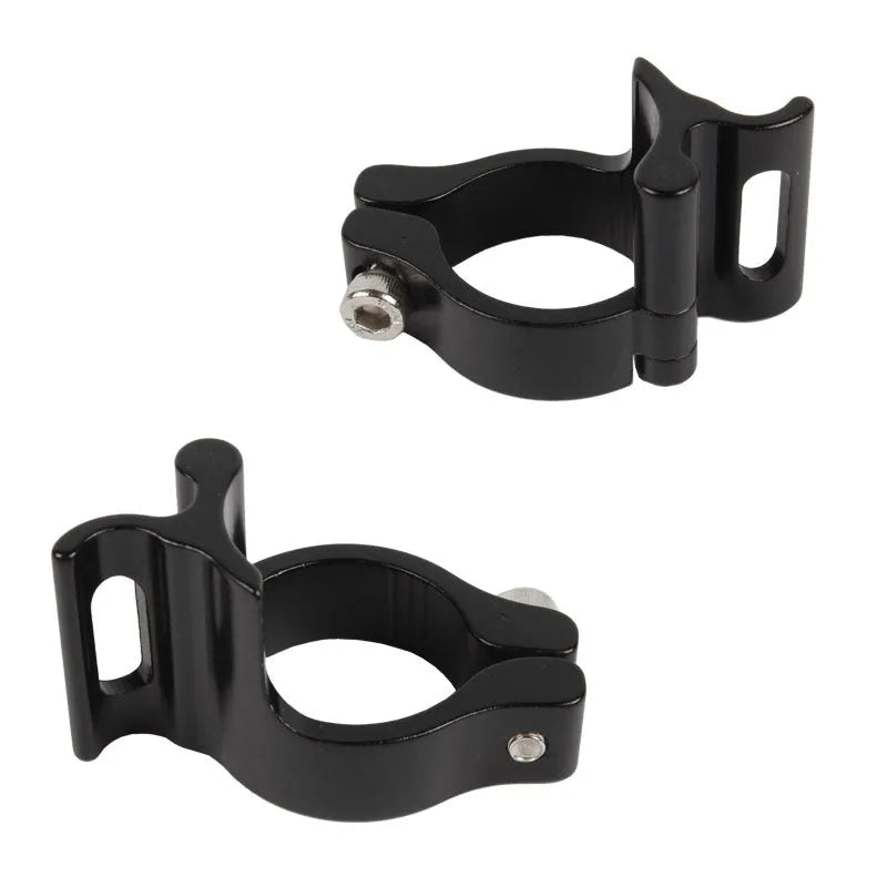 Black aluminium alloy vehicle clamp ring with a steel frame, showing a 28.6mm diameter.