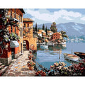 Hand-painted rimless oil painting of landscape on linen canvas, 40x50cm modern wall art