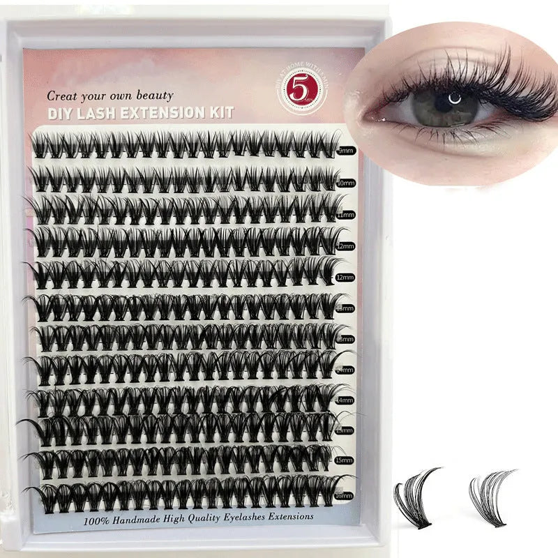 DIY cluster lashes mixed package showing 30D and 40D false eyelashes with tweezers
