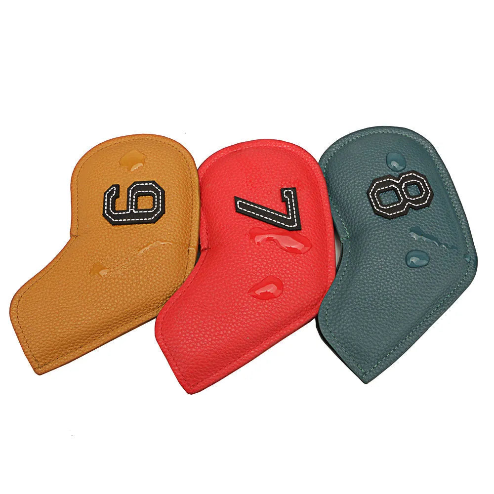 10-piece set of PU golf club head covers with minimalist digital printing design