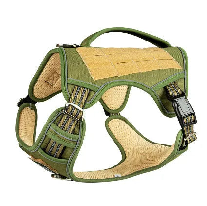 Tactical dog chest strap made from Oxford cloth in olive green colour for working canines
