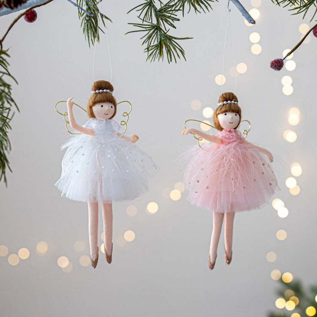 Pink and white cloth ballet angel plush doll pendant with modern simple style
