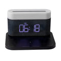 Wireless charger desktop clock night light table lamp in black or white with glass construction
