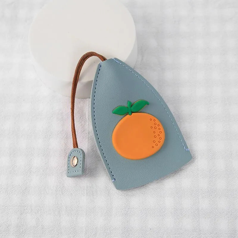 Cartoon-themed PU leather car key case with pull-out mechanism measuring 14x7.5 cm