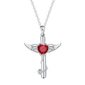 Silver-tone angel wings cross stethoscope necklace with diamond accent on copper chain